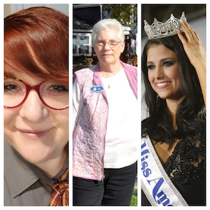 L to R: Rachel Strehlow, Director of Adult Services at the Lake Geneva Public Library; Chris Brookes, coordinator of the event and a member of the Friends of the Lake Geneva Public Library;  Laura Kaeppler, Miss America 2012