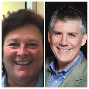 L to R: Nan Calvert, Environmentalist;  Rick Riordan, Author 